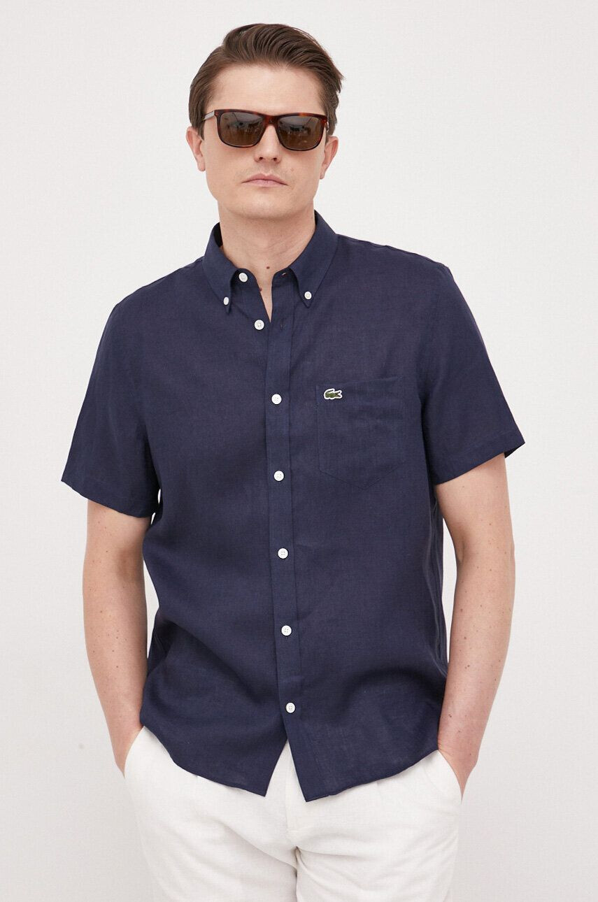 Lacoste camasa de in culoarea albastru marin cu guler button-down regular - Pled.ro