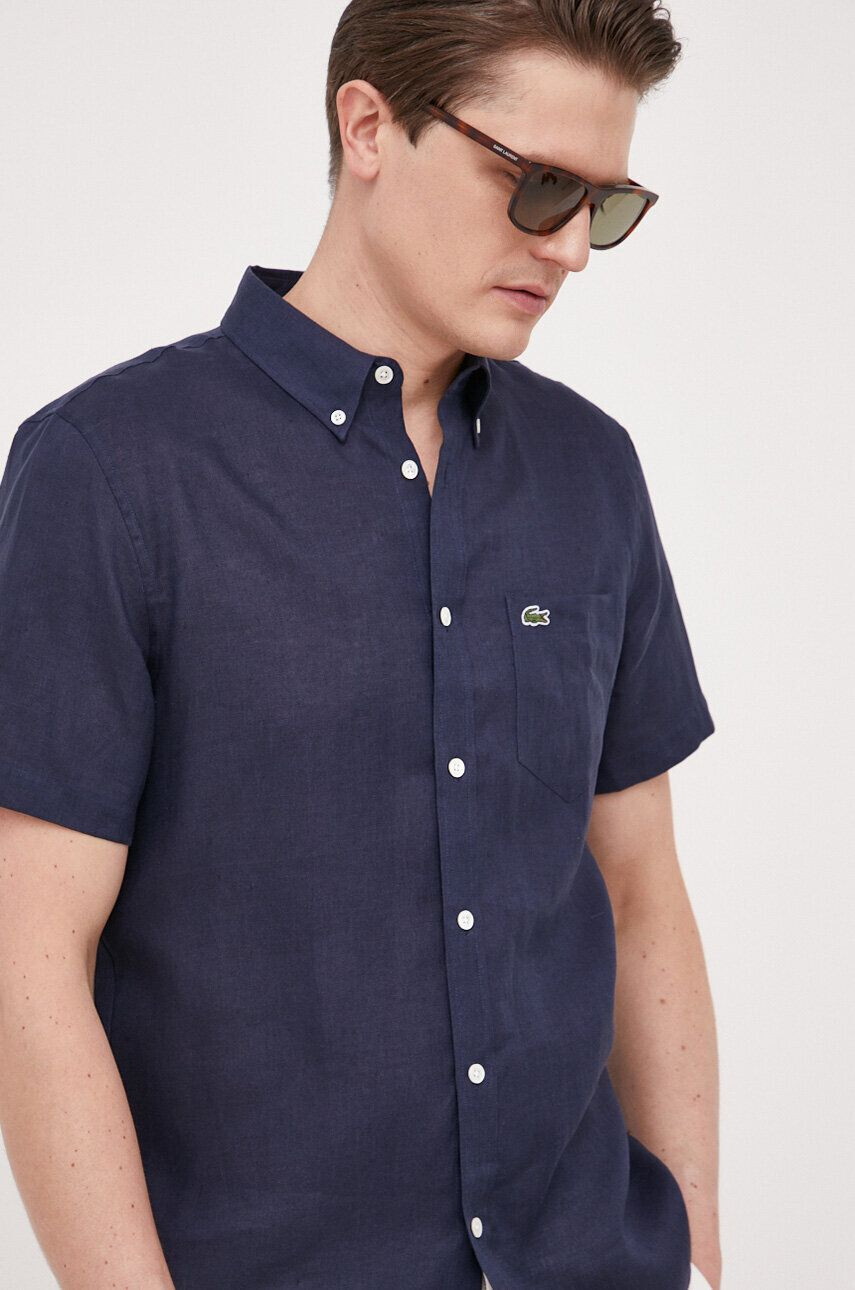 Lacoste camasa de in culoarea albastru marin cu guler button-down regular - Pled.ro