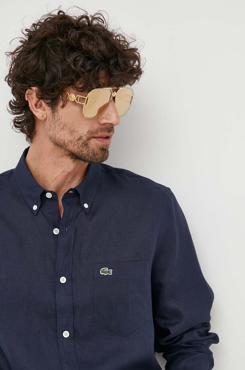 Lacoste camasa de in culoarea albastru marin cu guler button-down regular - Pled.ro