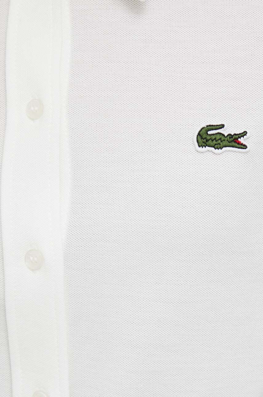 Lacoste camasa din bumbac femei culoarea bej cu guler clasic regular - Pled.ro