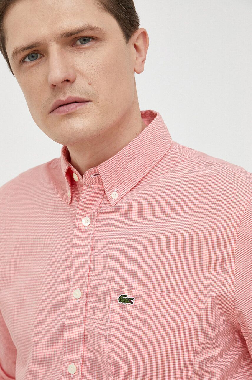 Lacoste camasa din bumbac barbati culoarea alb cu guler button-down regular - Pled.ro