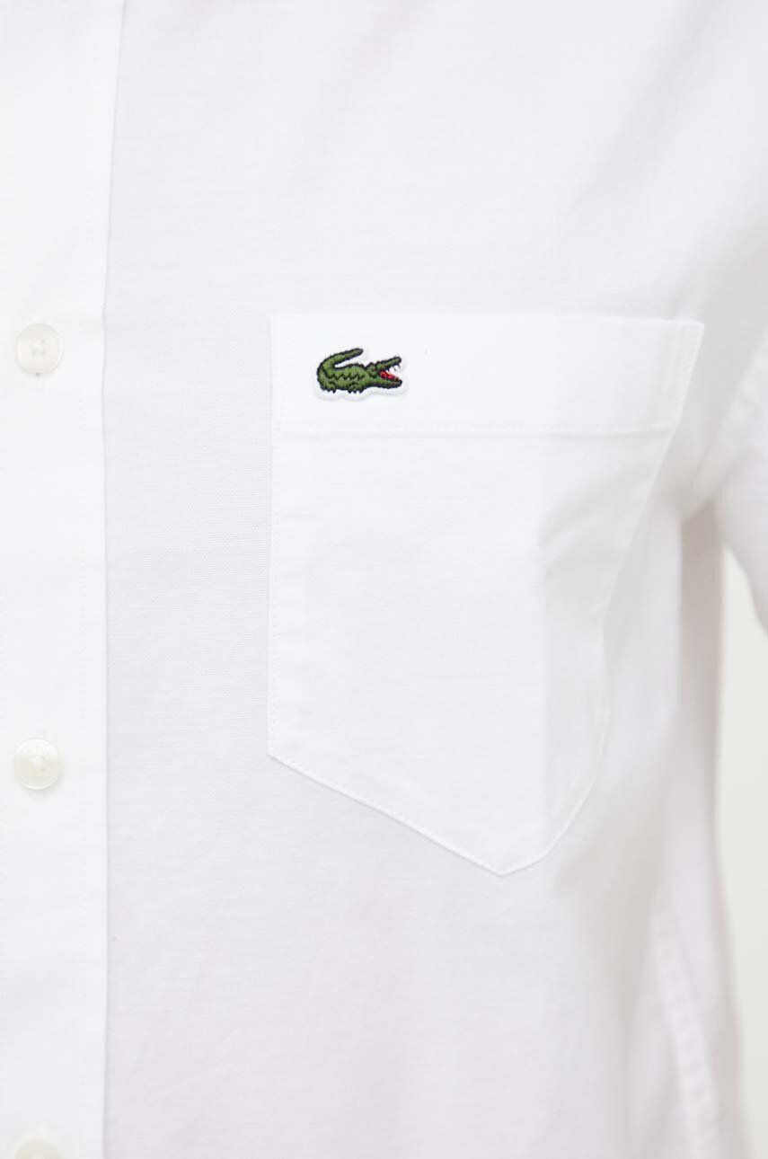 Lacoste camasa din bumbac barbati culoarea alb cu guler button-down regular - Pled.ro