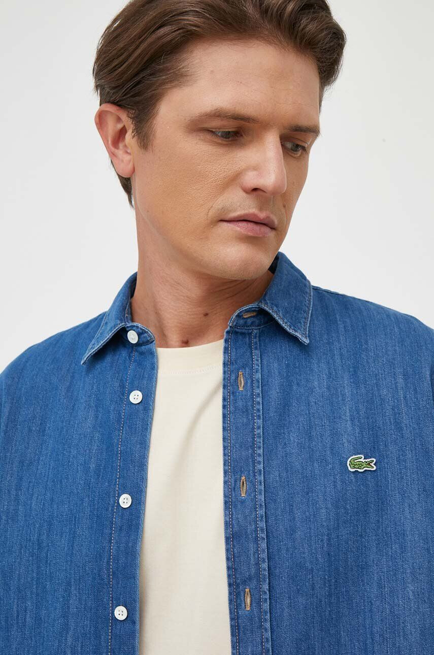 Lacoste camasa jeans barbati cu guler clasic regular - Pled.ro