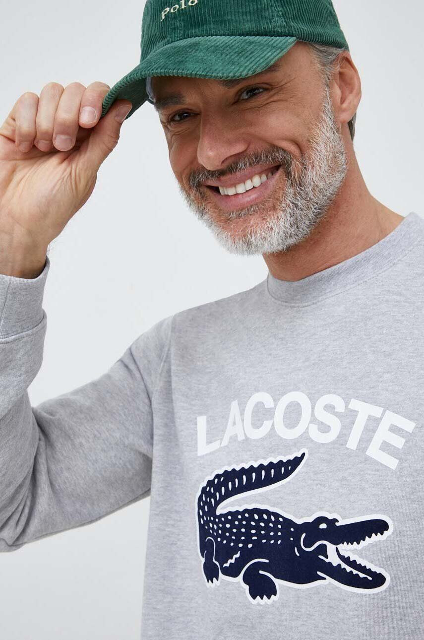 Lacoste hanorac de bumbac barbati culoarea gri modelator - Pled.ro