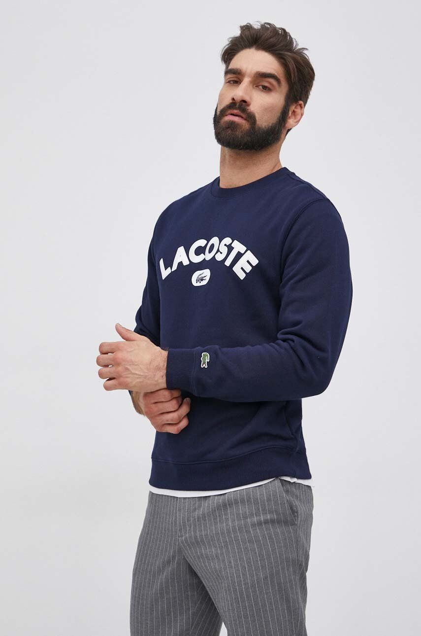 Lacoste hanorac de bumbac barbati culoarea gri melanj - Pled.ro