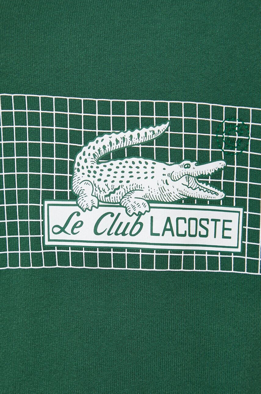 Lacoste hanorac de bumbac barbati culoarea negru cu glugă melanj - Pled.ro