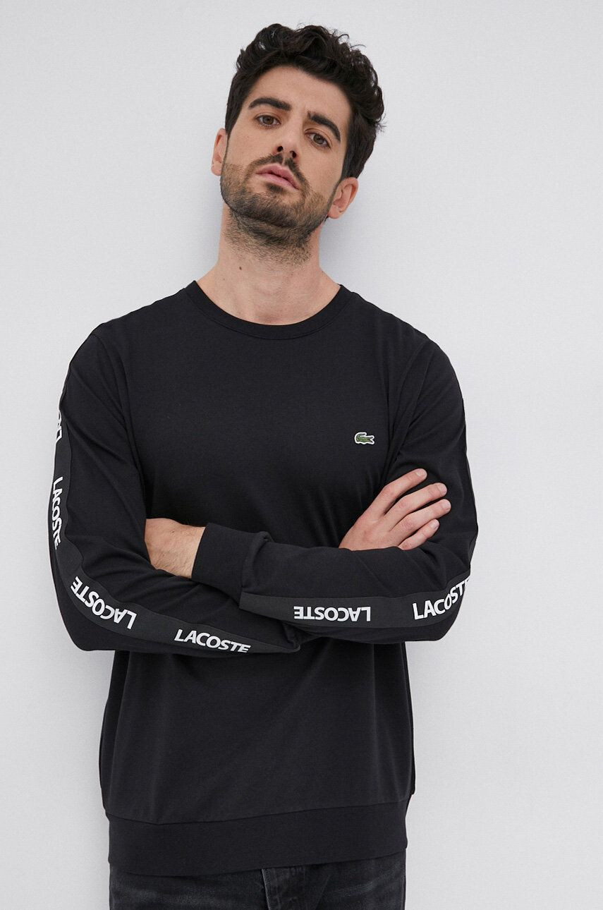 Lacoste longsleeve barbati culoarea negru neted - Pled.ro