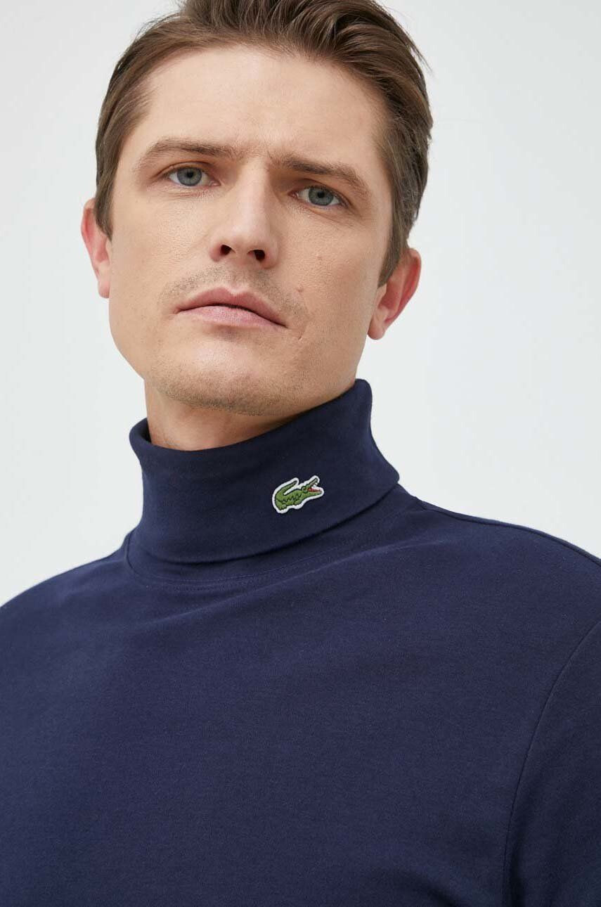 Lacoste longsleeve din bumbac culoarea albastru marin neted - Pled.ro