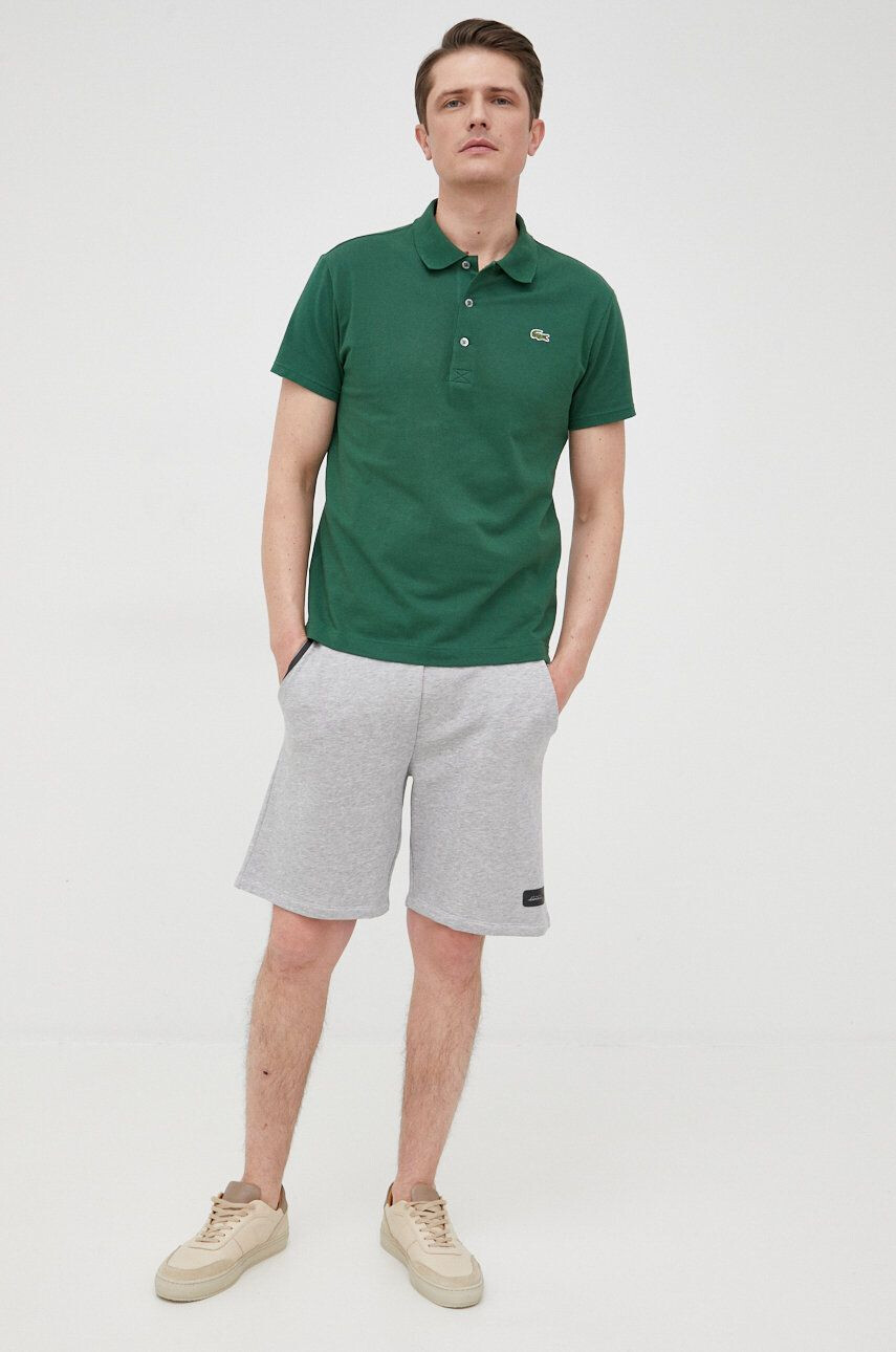 Lacoste polo de bumbac culoarea verde neted - Pled.ro