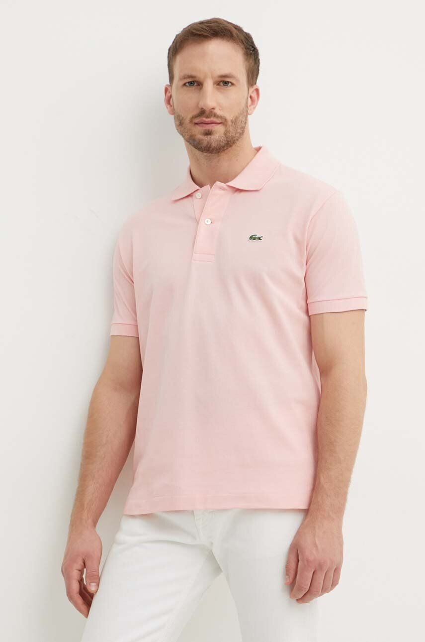 Lacoste polo de bumbac culoarea roz neted L1212-001 - Pled.ro