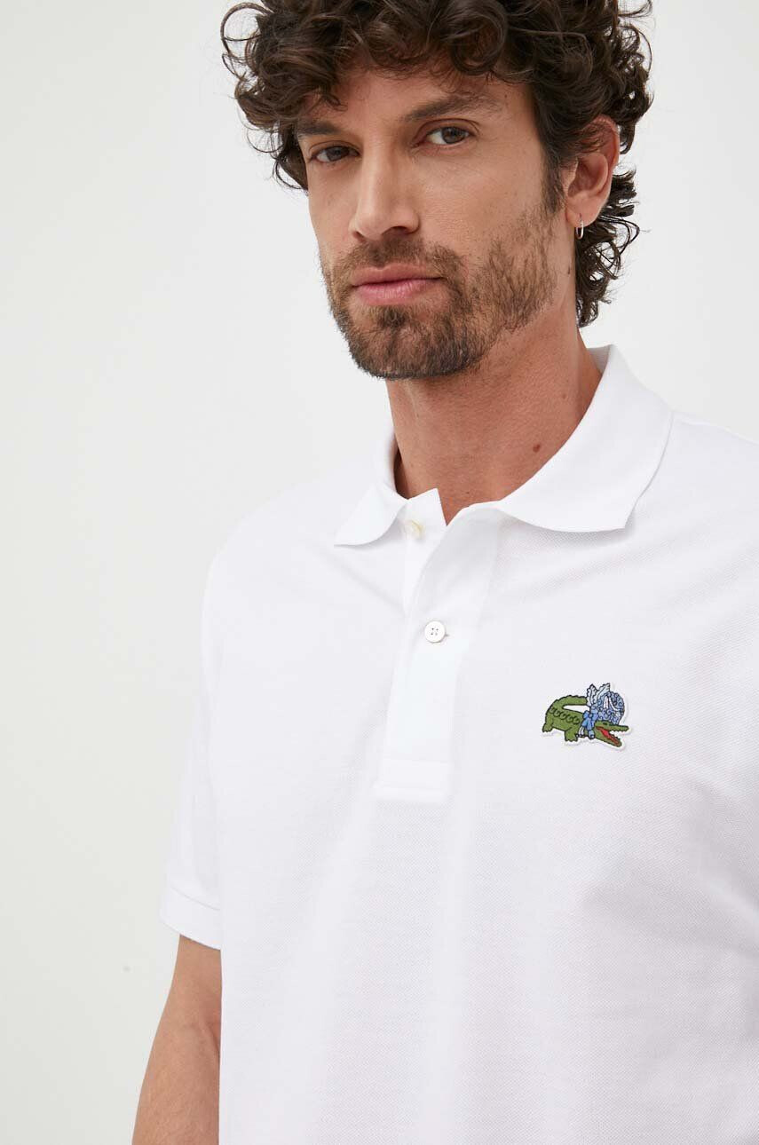 Lacoste polo de bumbac x Netflix culoarea alb cu imprimeu PH7057-VIR - Pled.ro