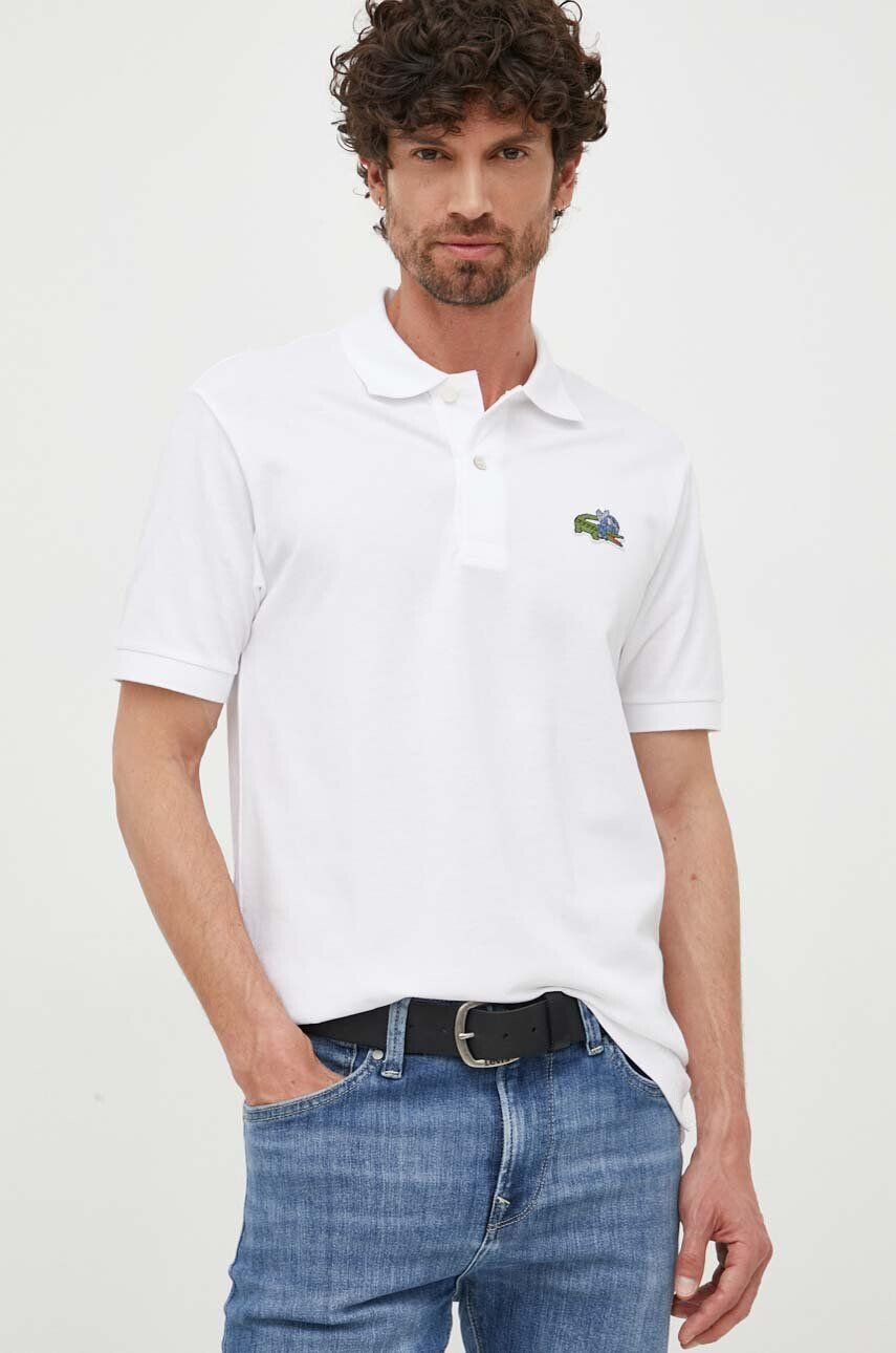 Lacoste polo de bumbac x Netflix culoarea alb cu imprimeu PH7057-VIR - Pled.ro