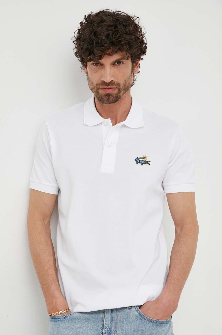 Lacoste polo de bumbac x Netflix culoarea alb cu imprimeu PH7057-VIR - Pled.ro