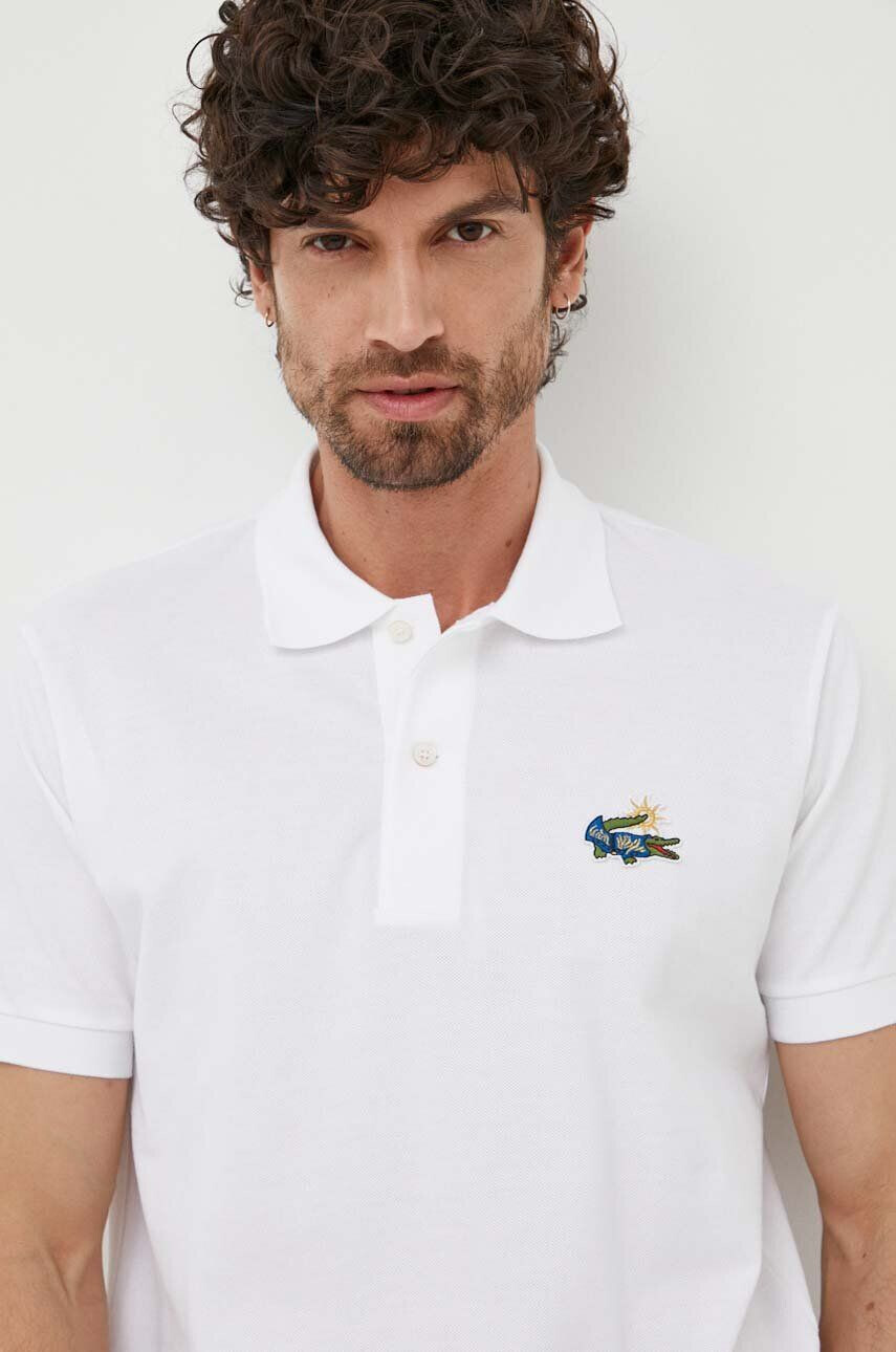 Lacoste polo de bumbac x Netflix culoarea alb cu imprimeu PH7057-VIR - Pled.ro