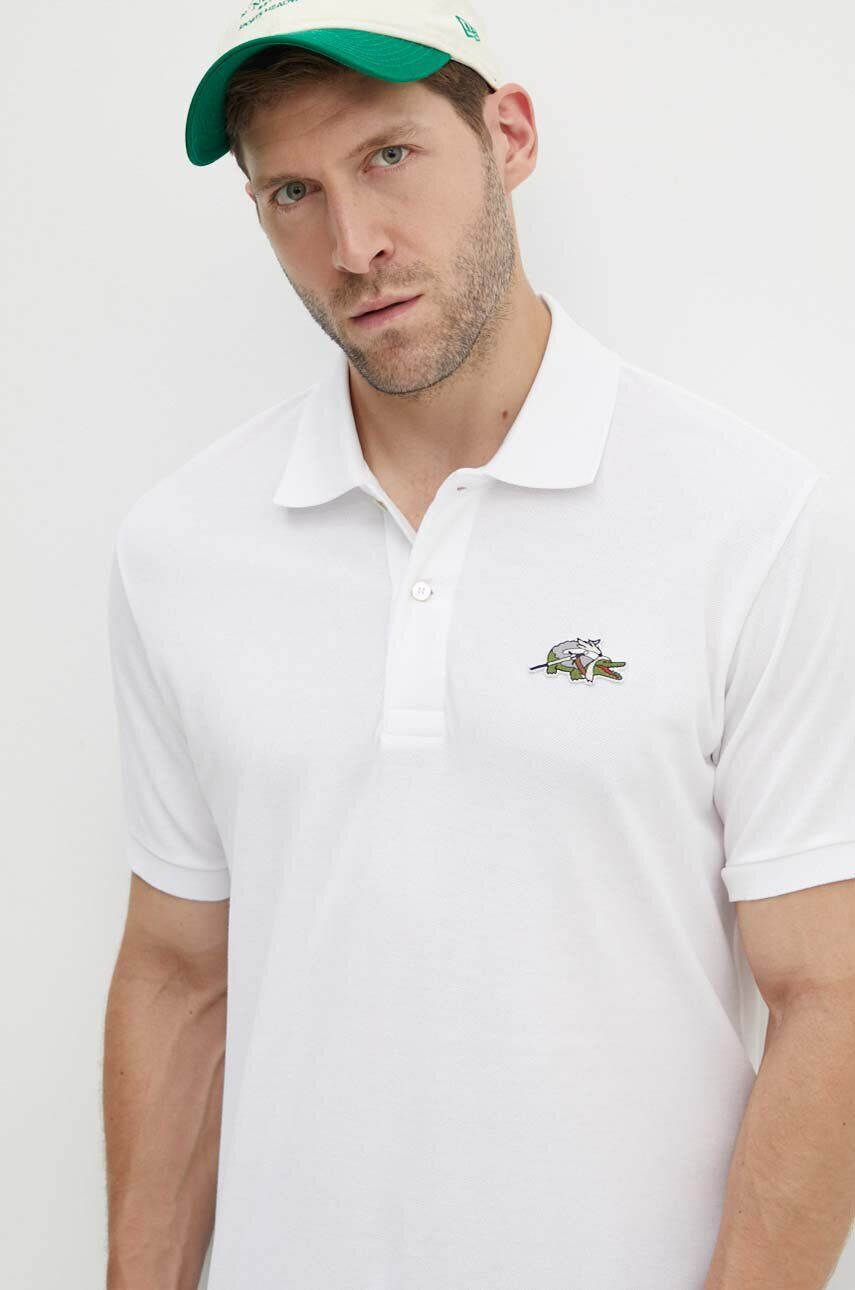 Lacoste polo de bumbac x Netflix culoarea alb cu imprimeu PH7057-VIR - Pled.ro