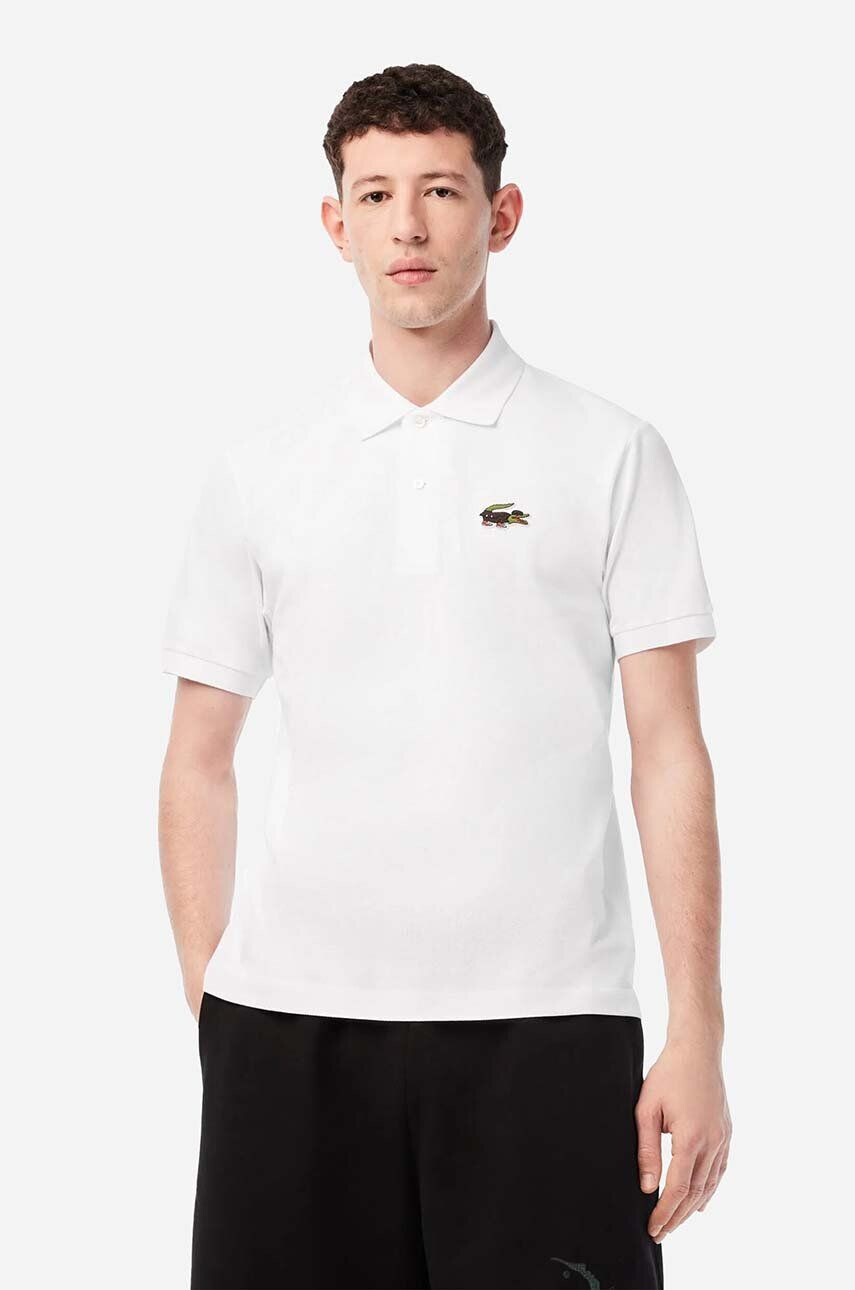 Lacoste polo de bumbac x Netflix culoarea alb cu imprimeu PH7057-VIR - Pled.ro