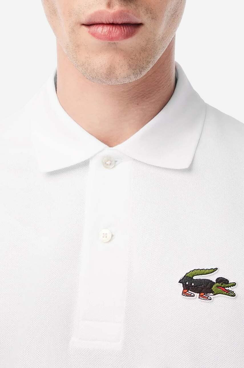 Lacoste polo de bumbac x Netflix culoarea alb cu imprimeu PH7057-VIR - Pled.ro