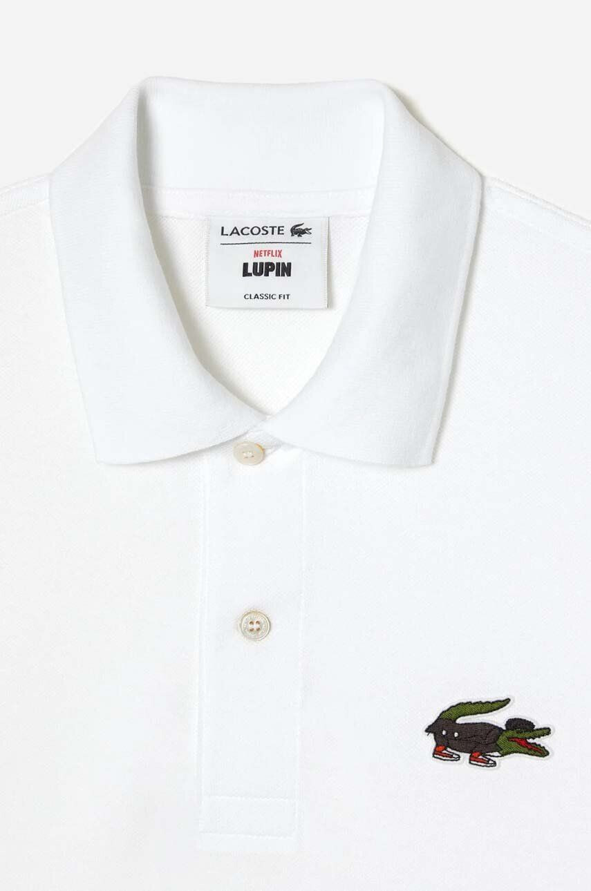 Lacoste polo de bumbac x Netflix culoarea alb cu imprimeu PH7057-VIR - Pled.ro