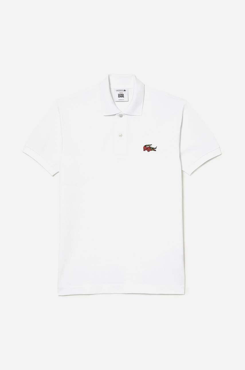 Lacoste polo de bumbac x Netflix culoarea alb cu imprimeu PH7057-VIR - Pled.ro