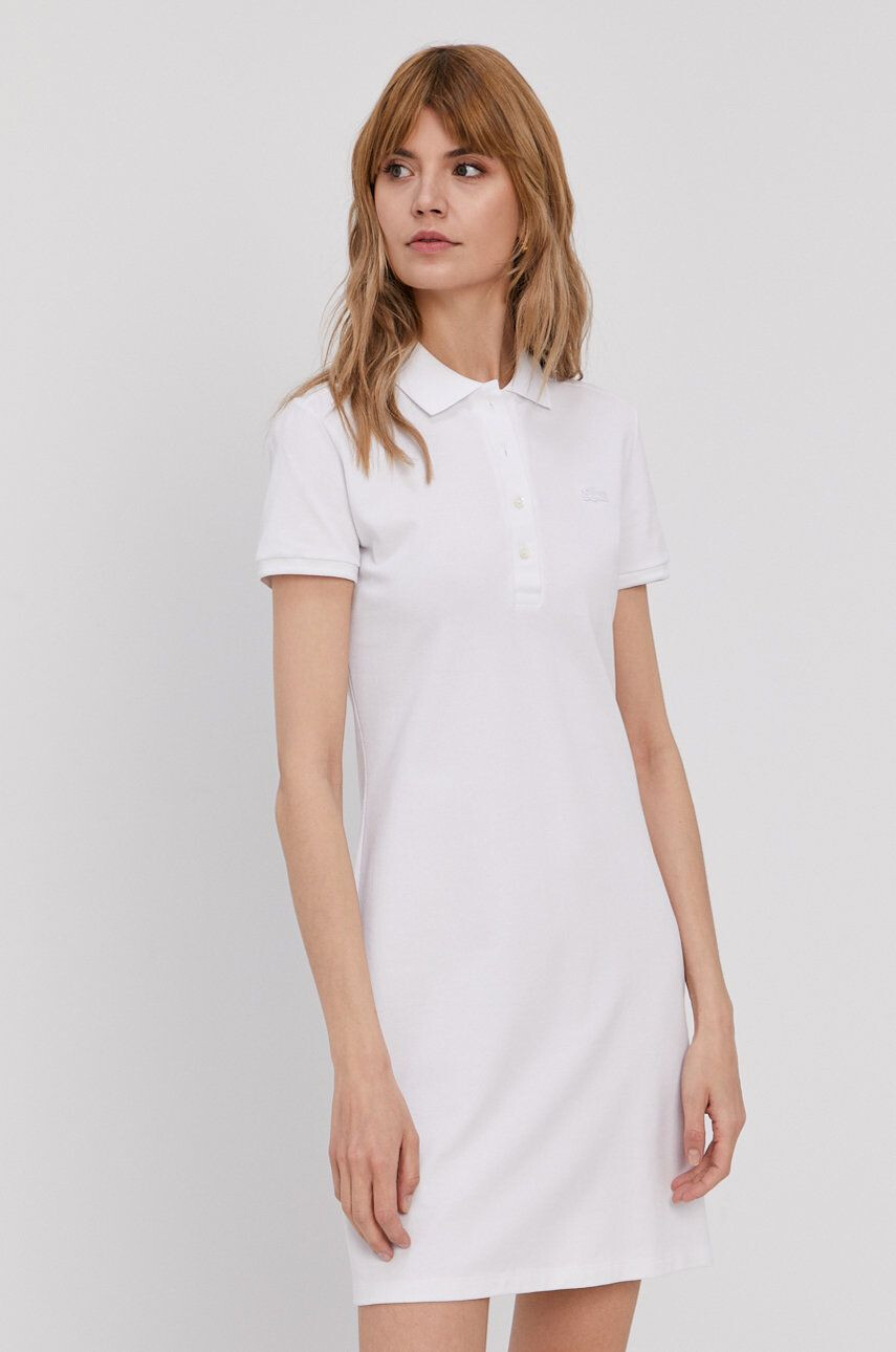 Lacoste Rochie culoarea alb mini model drept EF5473-001 - Pled.ro