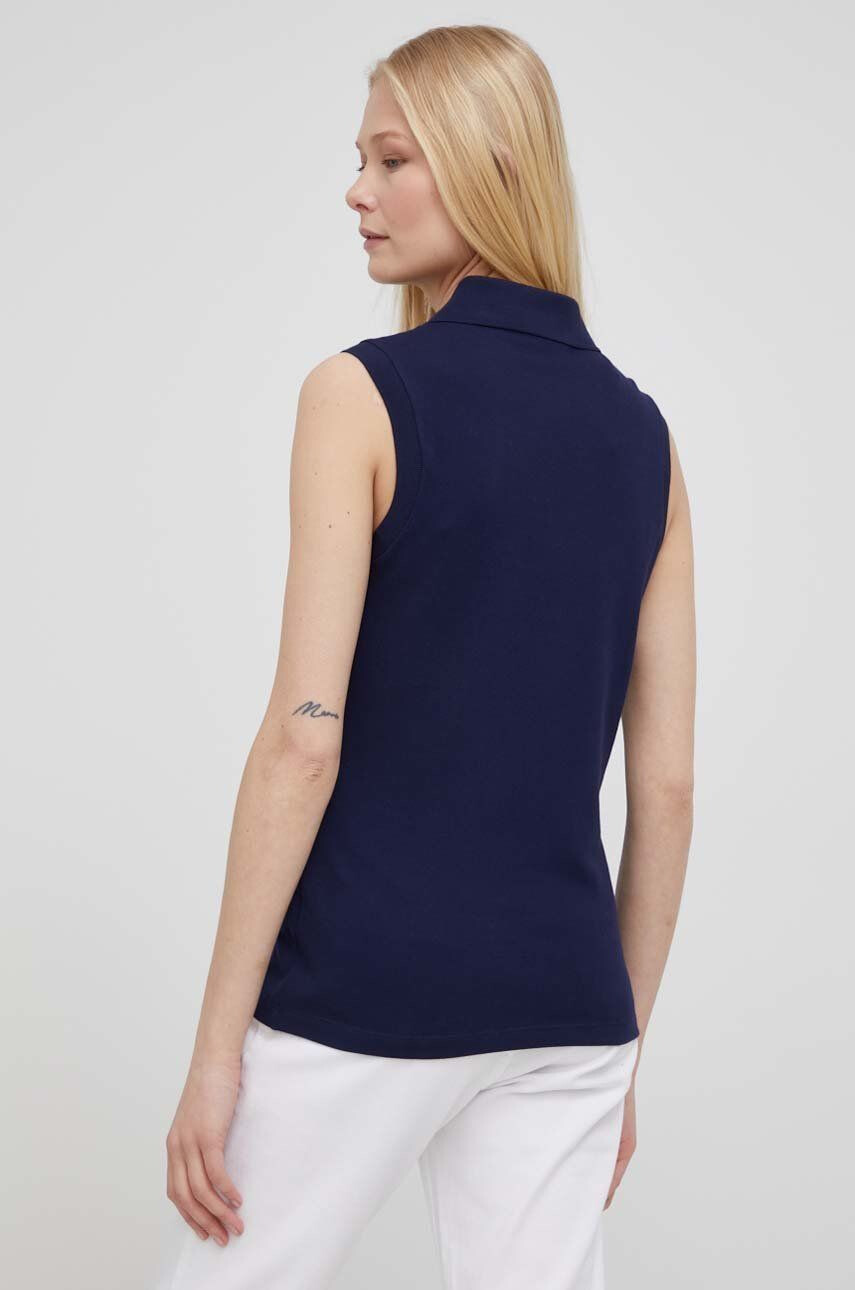 Lacoste top femei culoarea albastru marin cu guler - Pled.ro