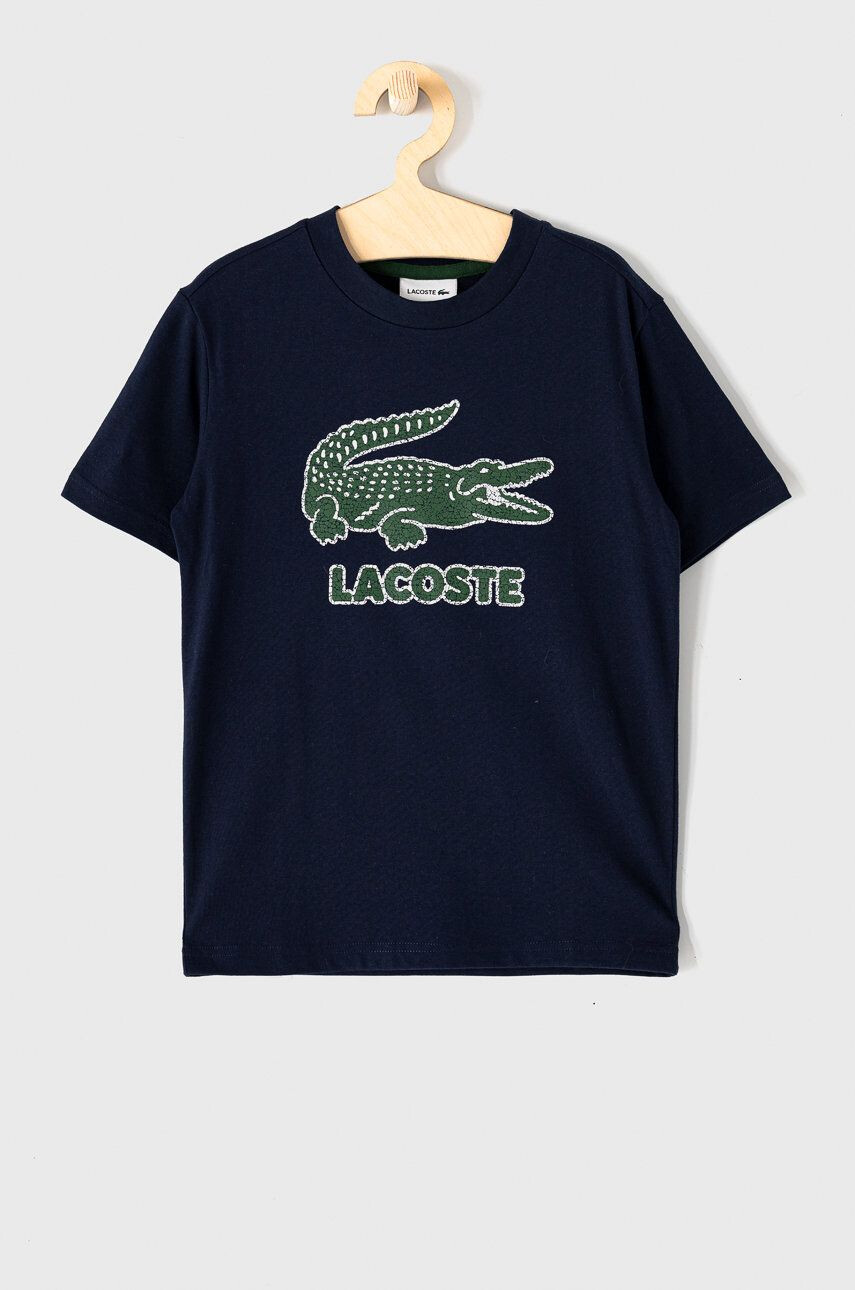 Lacoste Tricou copii culoarea albastru marin cu imprimeu - Pled.ro