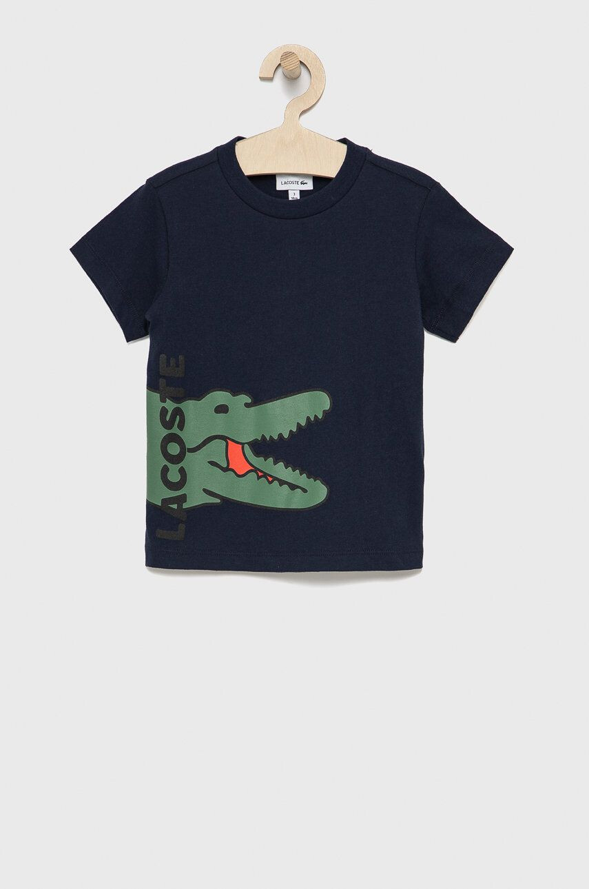 Lacoste Tricou de bumbac pentru copii culoarea albastru marin cu imprimeu - Pled.ro