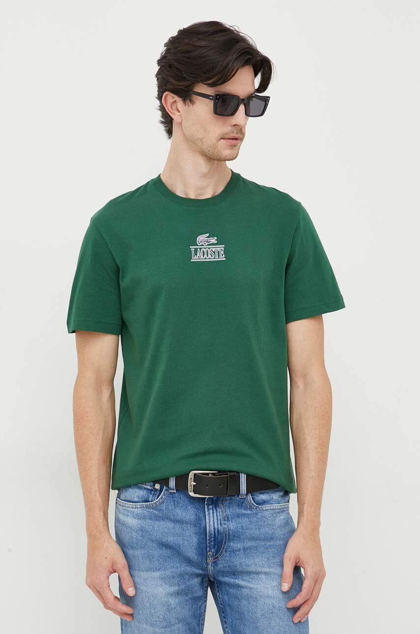 Lacoste tricou din bumbac culoarea verde cu imprimeu - Pled.ro