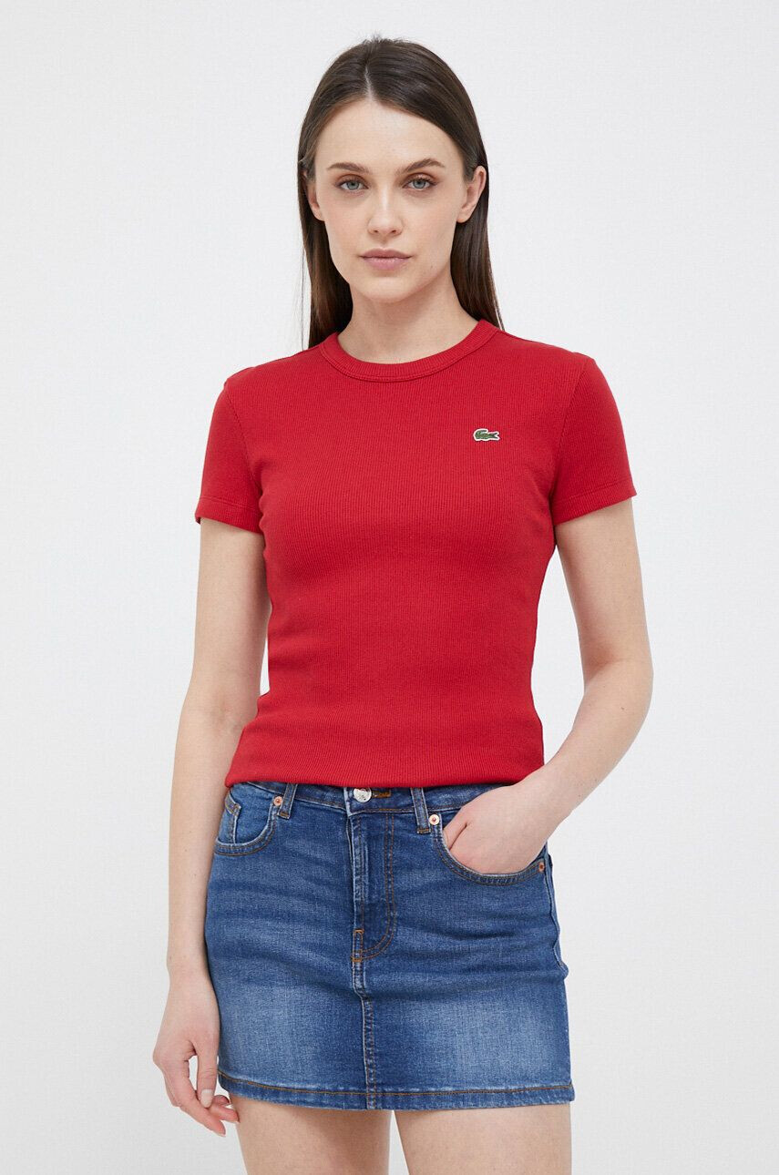 Lacoste tricou din bumbac culoarea rosu - Pled.ro