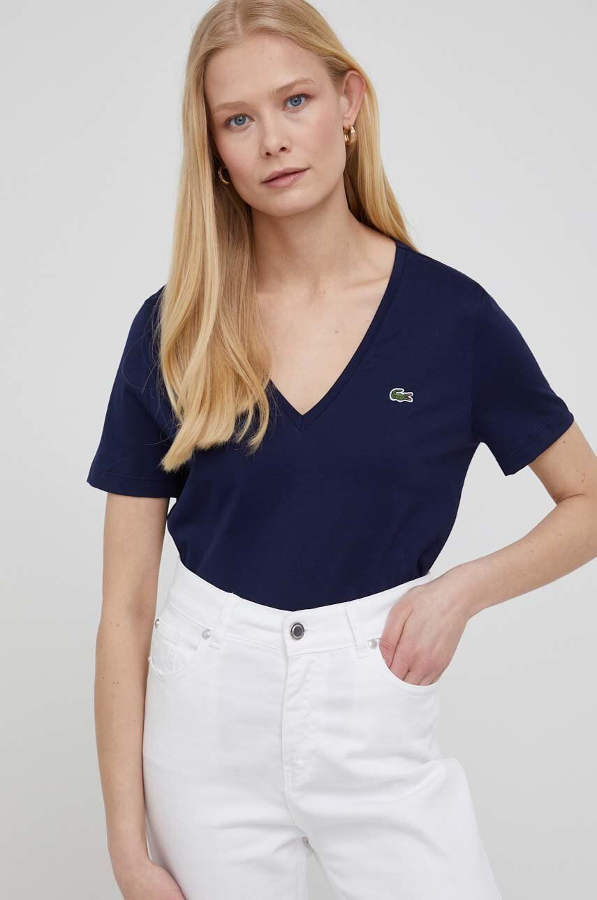 Lacoste tricou din bumbac culoarea albastru marin TF8392-CPM - Pled.ro