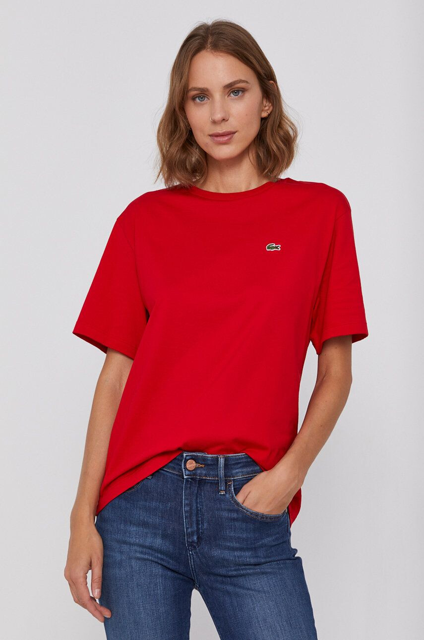 Lacoste tricou din bumbac culoarea rosu TF5441-001 - Pled.ro