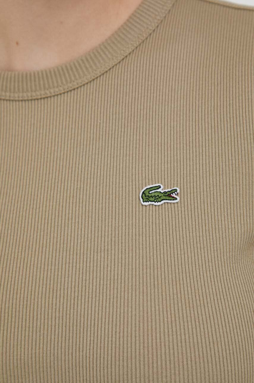 Lacoste tricou din bumbac culoarea bej - Pled.ro