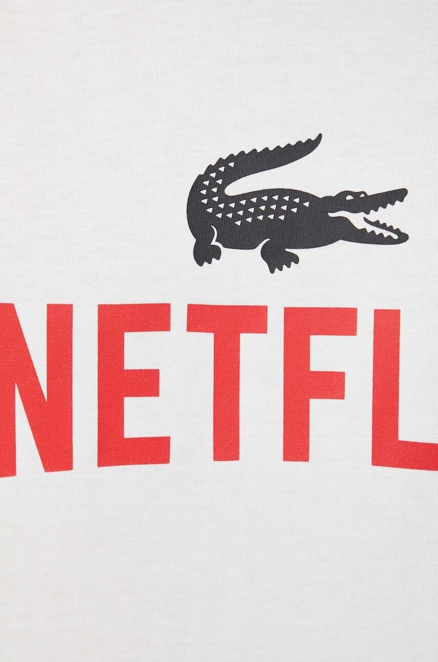 Lacoste tricou din bumbac x Netflix culoarea alb - Pled.ro