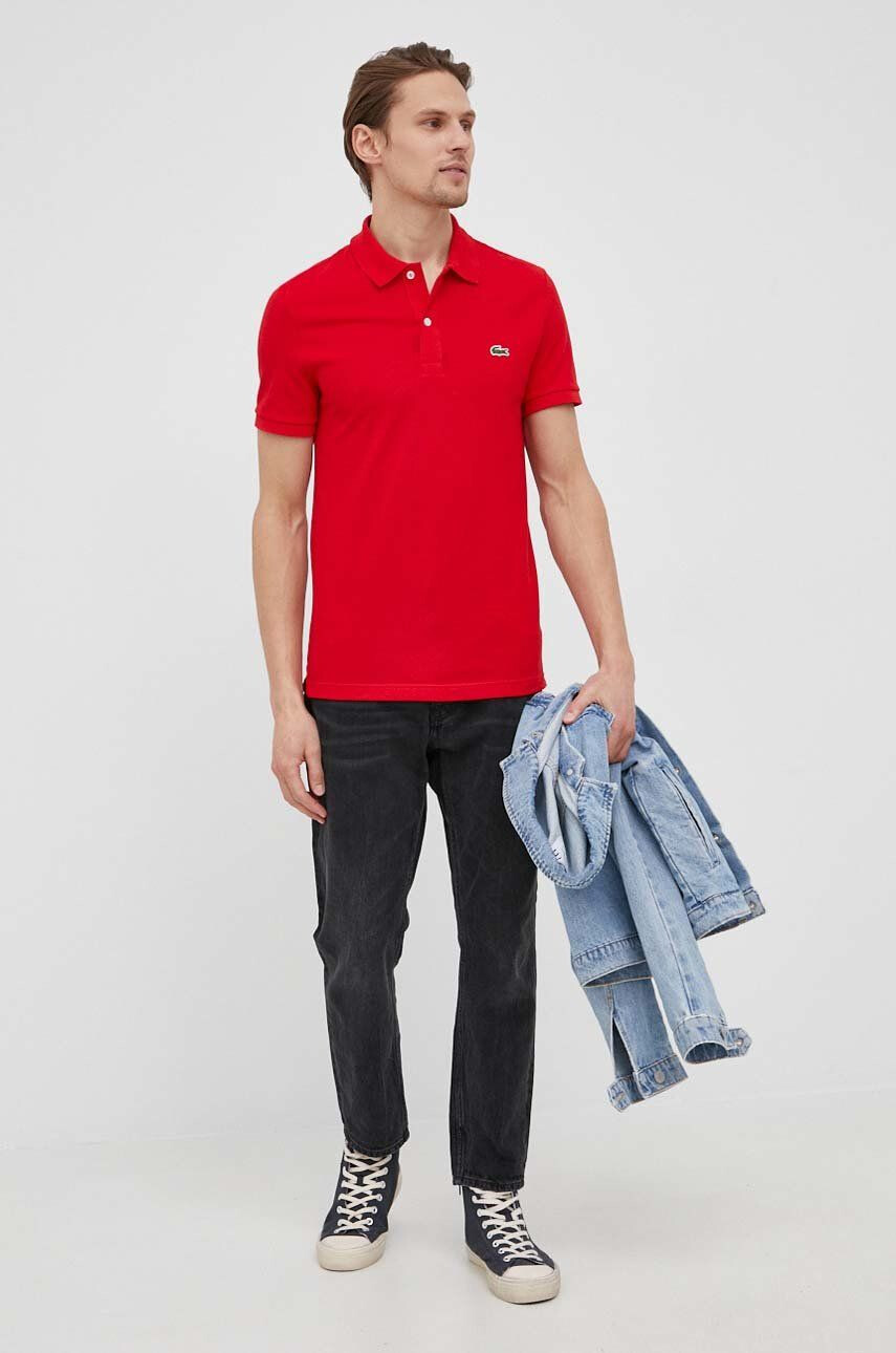 Lacoste polo de bumbac culoarea rosu neted PH4012-001 - Pled.ro