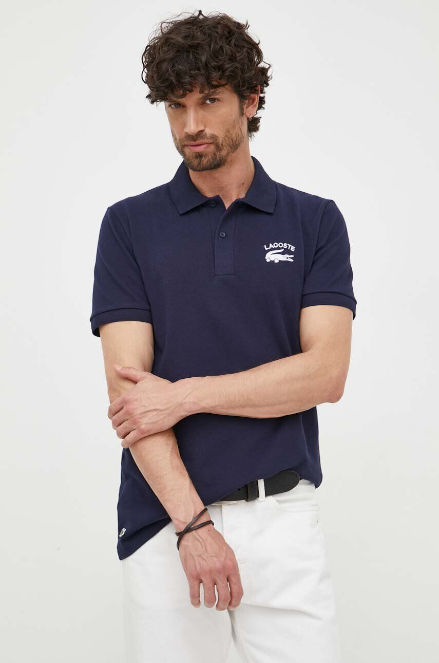 Lacoste tricou polo barbati culoarea albastru marin cu imprimeu - Pled.ro