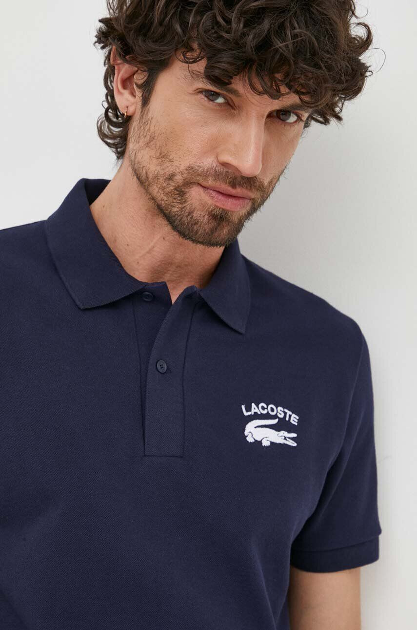 Lacoste tricou polo barbati culoarea albastru marin cu imprimeu - Pled.ro