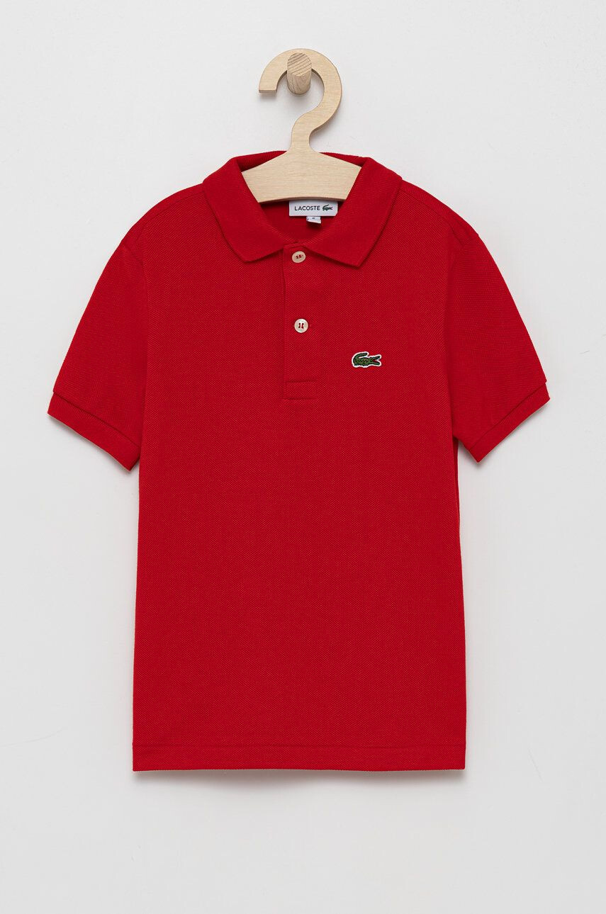 Lacoste tricouri polo din bumbac pentru copii culoarea rosu neted - Pled.ro