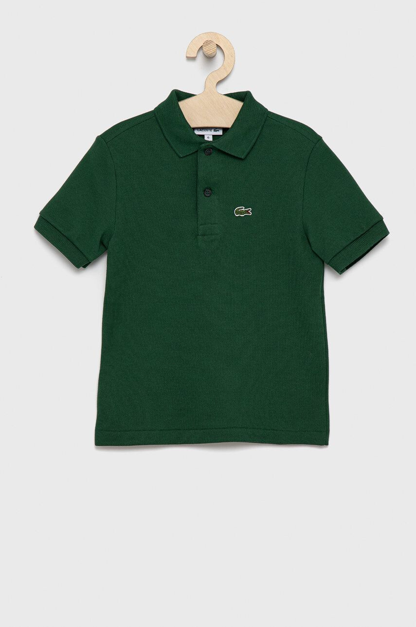 Lacoste tricouri polo din bumbac pentru copii culoarea verde neted - Pled.ro