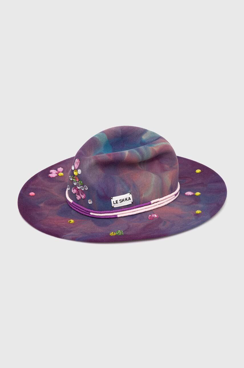 LE SH KA headwear palarie de lana Palm Springs culoarea violet de lana - Pled.ro