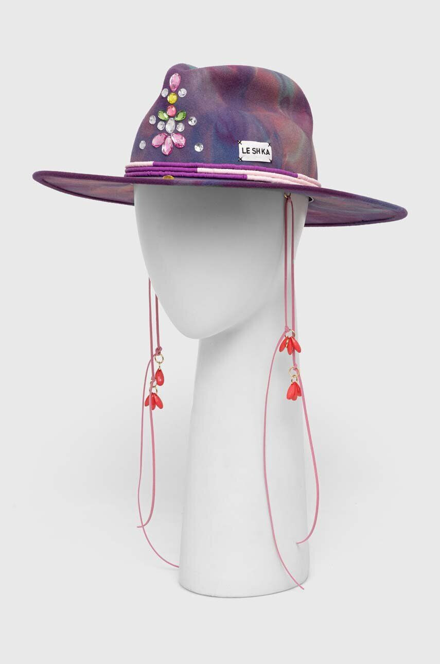 LE SH KA headwear palarie de lana Palm Springs culoarea violet de lana - Pled.ro