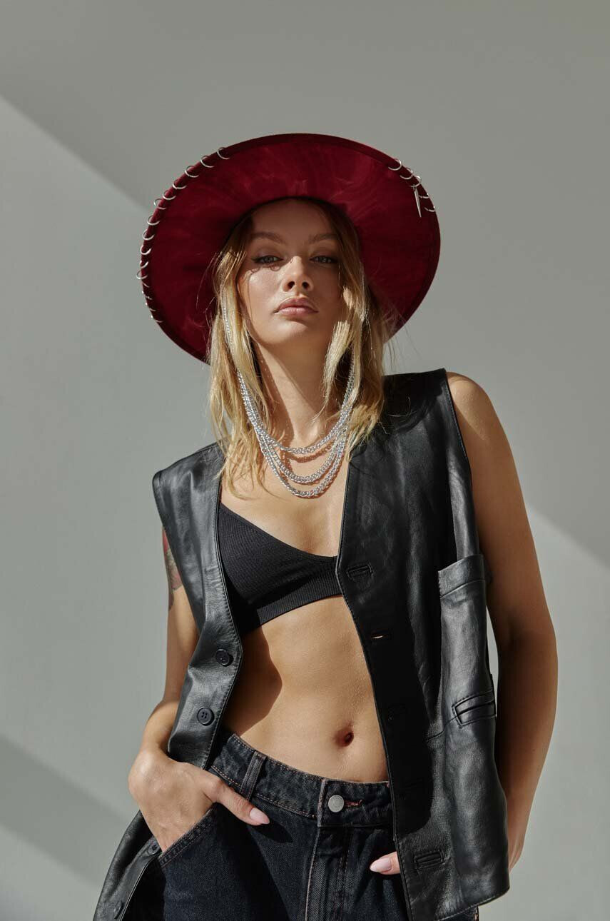 LE SH KA headwear palarie de lana Siver West culoarea rosu de lana - Pled.ro