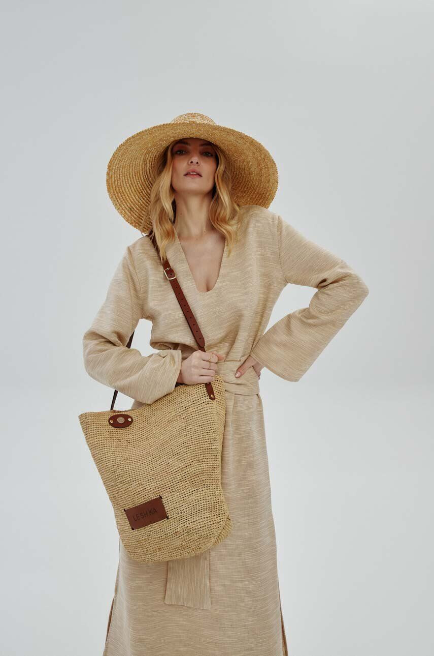 LE SH KA headwear poseta Summer Bag culoarea bej - Pled.ro