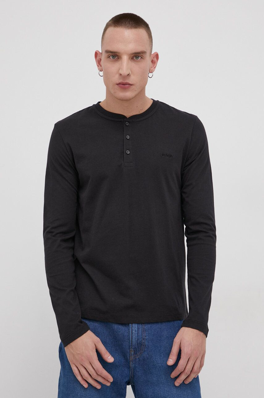 Lee Cooper Longsleeve din bumbac culoarea negru material neted - Pled.ro