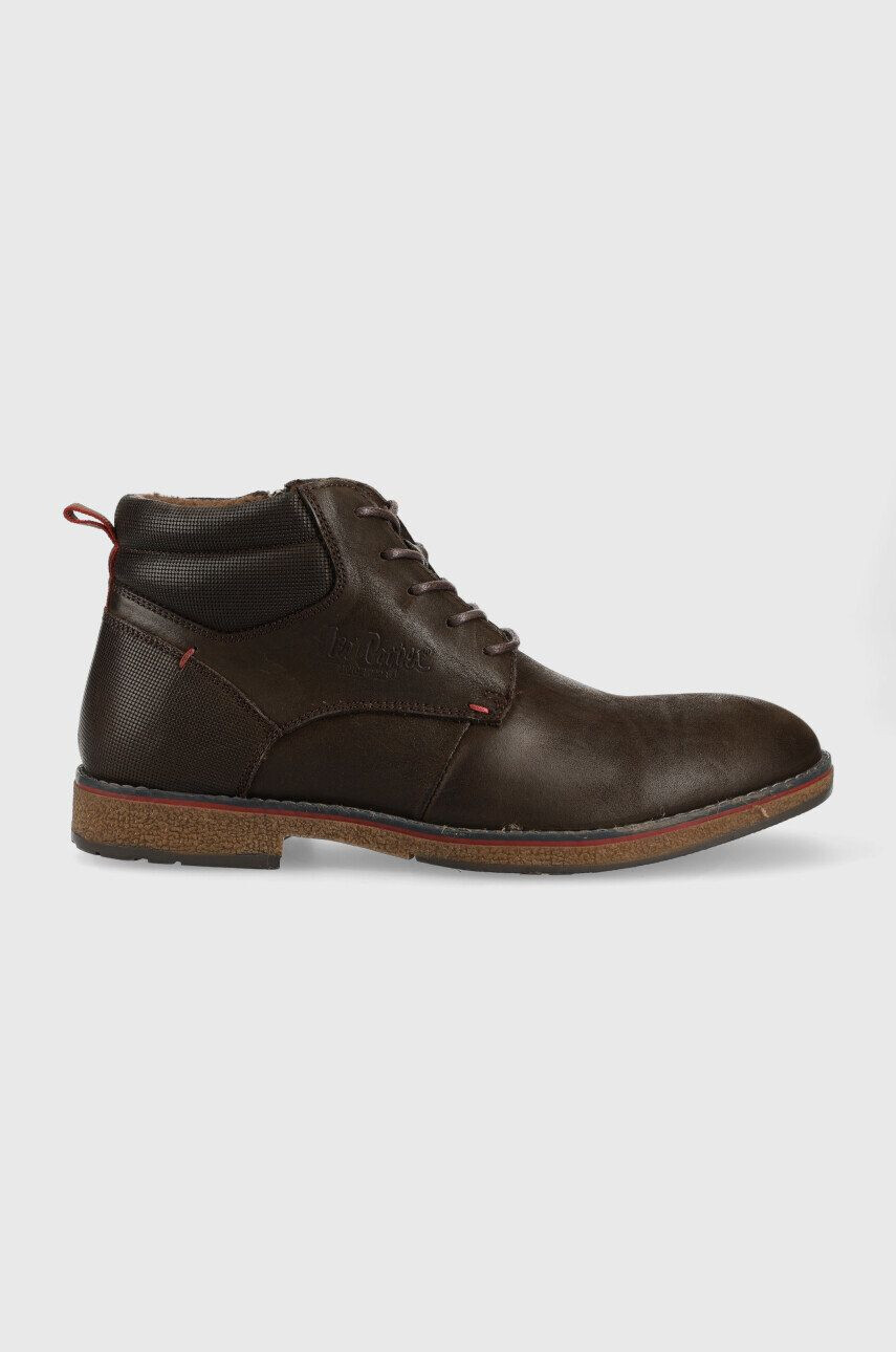 Lee Cooper pantofi inalti de piele barbati culoarea maro - Pled.ro