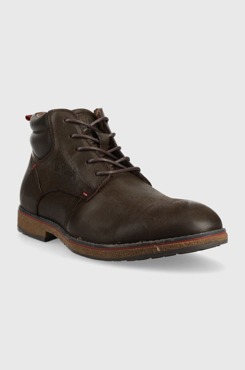 Lee Cooper pantofi inalti de piele barbati culoarea maro - Pled.ro