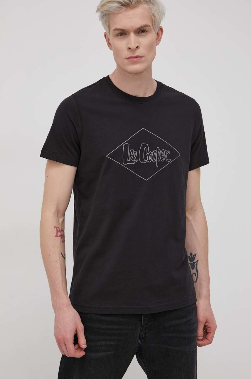 Lee Cooper Tricou din bumbac culoarea negru cu imprimeu - Pled.ro