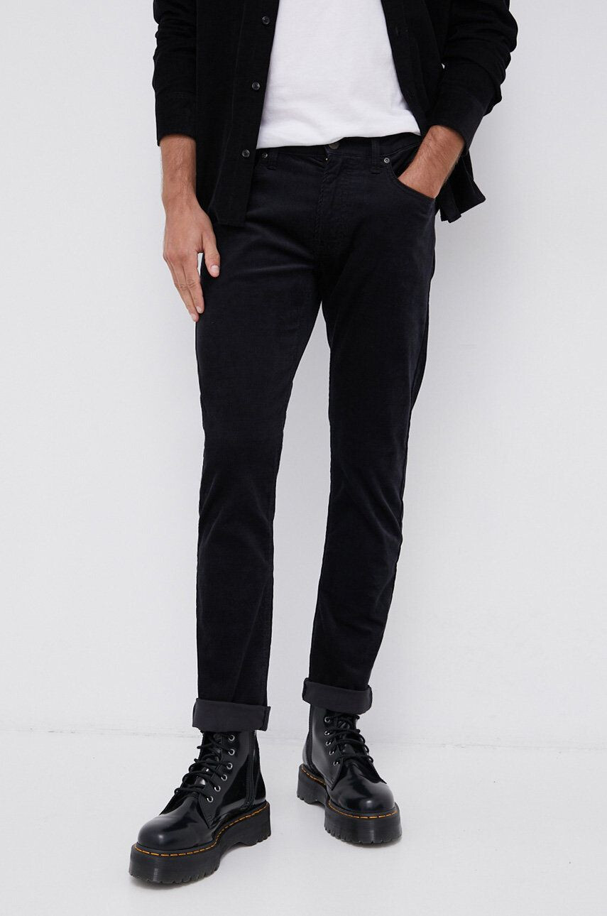 Lee Pantaloni de catifea cord bărbați culoarea negru model drept - Pled.ro