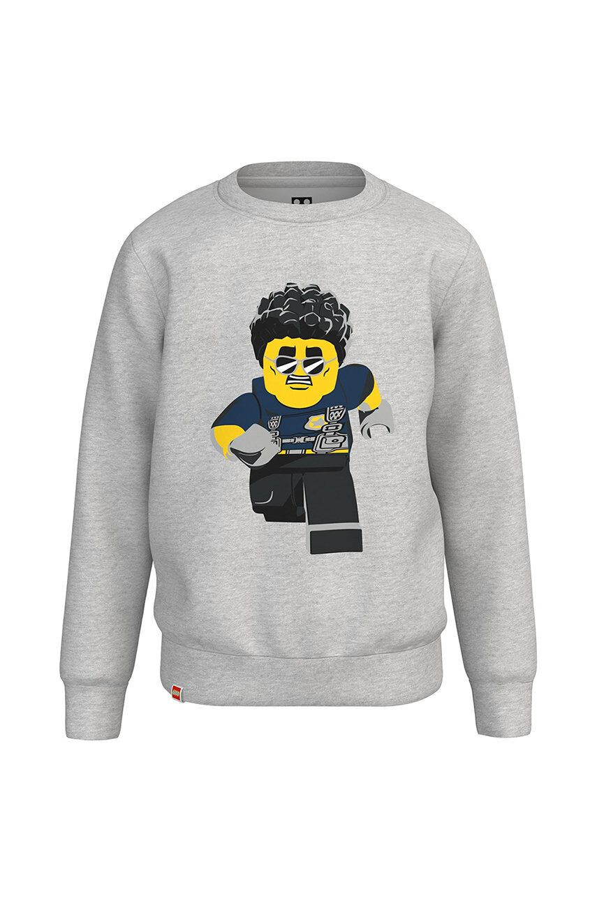 Lego Wear hanorac de bumbac pentru copii culoarea gri cu imprimeu - Pled.ro