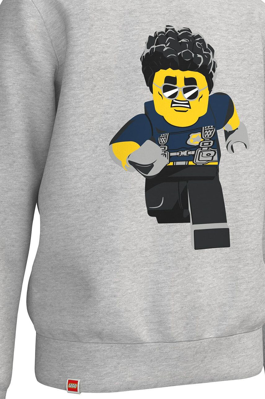 Lego Wear hanorac de bumbac pentru copii culoarea gri cu imprimeu - Pled.ro