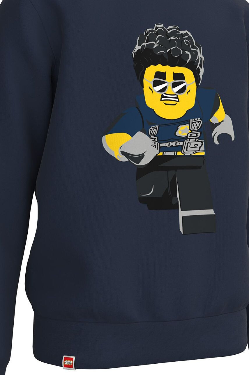 Lego Wear hanorac de bumbac pentru copii culoarea albastru marin cu imprimeu - Pled.ro